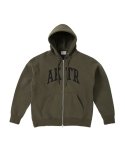 画像1: COLLEGE LOGO SWEAT ZIP HOODIE OLIVE 225-024010 OL AKTR アクター パーカー アウトウエア ウエア 秋冬物 【MEN'S】 (1)