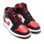 画像2: Air Jordan 1 Mid  Black/Fire Red-White 554724-079 Jordan ジョーダン シューズ   【海外取寄】 (2)