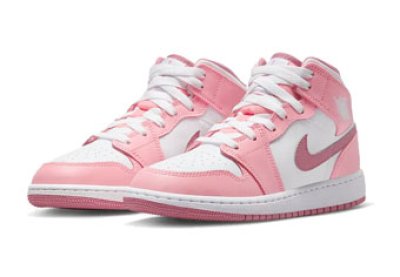 画像1: Air Jordan 1 Mid GS Valentine Pink/White DQ8423-616 Jordan ジョーダン バレンタインデー シューズ   【海外取寄】【GS】キッズ