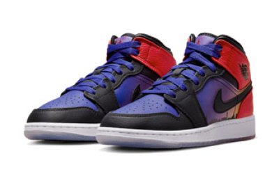 画像1: Air Jordan 1 Mid SS GS Skyline Black/Red/Purple/Orange DX4379-400 Jordan ジョーダン シューズ   【海外取寄】【GS】キッズ