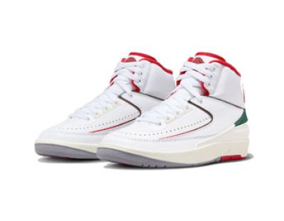 画像1: Air Jordan 2 Retro GS Origins White/Fire Red/Green/Sail DQ8562-101 Jordan ジョーダン シューズ   【海外取寄】【GS】キッズ