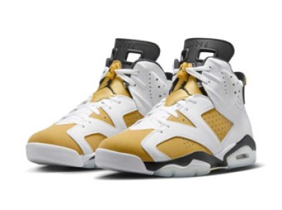 画像1: Air Jordan 6 Retro GS White/Yellow Ochre/Black 384665-170 Jordan ジョーダン イエローオークル シューズ   【海外取寄】【GS】キッズ