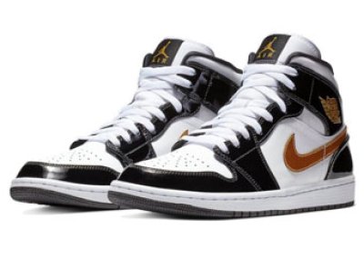 画像1: Air Jordan 1 Mid  White/Black/Metallic Gold 852542-007 Jordan ジョーダン シューズ   【海外取寄】