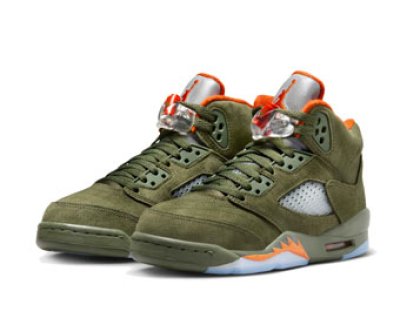 画像1: Air Jordan 5 Retro GS Army Olive/Orange/Black 440888-308 Jordan ジョーダン シューズ   【海外取寄】【GS】キッズ