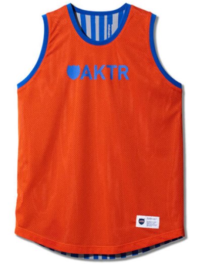 画像1: BRUSH STRIPE REV TANK BLxOR Blu/Org 218-057001 BLxOR AKTR アクター ノースリーブ タンクトップ ウエア  【MEN'S】【SALE商品】