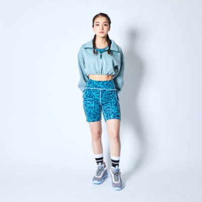 画像1: BREEZE HALF ZIP CROPPED SWEAT  L-BluE 221-062010 LBL AKTR アクター スウェット アウトウエア ウエア  【WOMEN'S】アパレル【SALE商品】