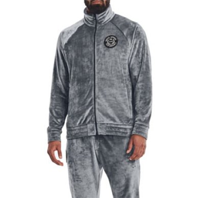 画像1: UA Velour Track Jacket Gray/Metallic Silver 1374837-012 UnderArmour アンダーアーマー ベロア ジャケット アウトウエア ウエア 秋冬物  【海外取寄】【MEN'S】