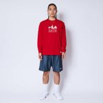 画像2: xFILA LOGO L/S SPORTS TEE RED 122-051005 RD AKTR アクター ロング　Tシャツ ウエア 秋冬物 【MEN'S】【SALE商品】 (2)