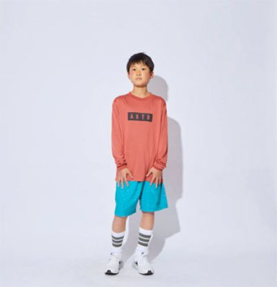 画像1: KIDS LOGO L/S SPORTS TEE RED 222-059005 RD GS AKTR アクター ロング　Tシャツ ウエア 秋冬物 【BOY'S】 キッズ アパレル【SALE商品】