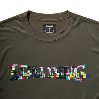 画像1: L/S Tee デジタルノイズロゴ Olive Khaki SMT22117-3900 Spalding スポルディング ロング　Tシャツ ウエア 秋冬物 【MEN'S】