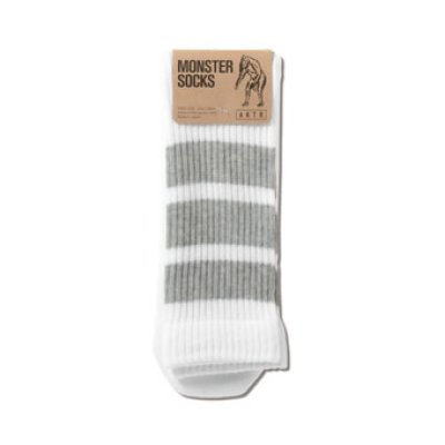 画像1: MONSTER SOCKS WHITExGRAY 223-104021 WHxGY CREWソックス AKTR アクター ソックス