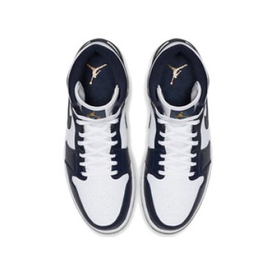 画像2: Air Jordan 1 Mid   White/Obsidian/Metallic Gold 554724-174 Jordan ジョーダン シューズ   【海外取寄】