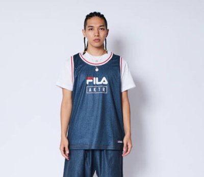 画像2: xFILA MOCK DENIM TANK RIGID NAVY 122-048001 RG AKTR アクター ノースリーブ タンクトップ ウエア  【MEN'S】【SALE商品】